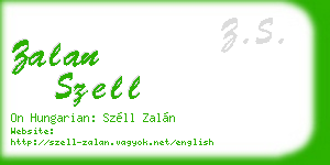 zalan szell business card