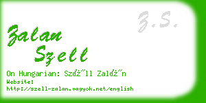 zalan szell business card